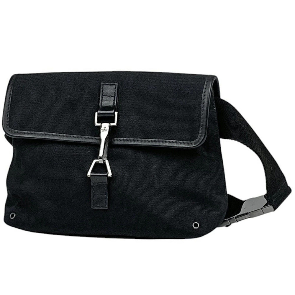 Gucci logo waist bag Clutch Body Bum Crossbody Belt canvas black